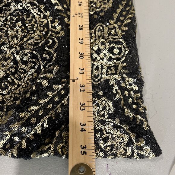 Slate Willow 6 Black Gold Mae Sequin Party Dress Little Black Bold - Picture 10 of 11